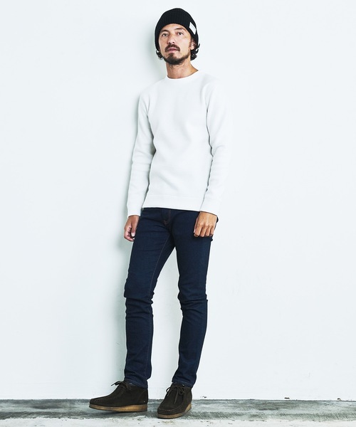 Magine(マージン)の「WOOL COMPRESSION KNITSAW C/N L/S:圧縮ウール クルーネック ニットソー ロングスリーブ(Tシャツ/カットソー・メンズ・ネイビー/ブラック/オフホワイト/チャコールグレー・44/46/48)」の19枚目の写真
