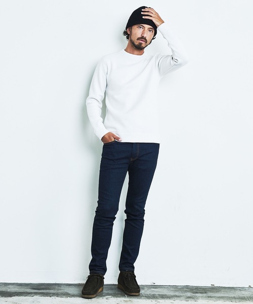 Magine(マージン)の「WOOL COMPRESSION KNITSAW C/N L/S:圧縮ウール クルーネック ニットソー ロングスリーブ(Tシャツ/カットソー・メンズ・ネイビー/ブラック/オフホワイト/チャコールグレー・44/46/48)」の21枚目の写真