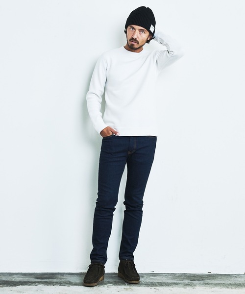 Magine(マージン)の「WOOL COMPRESSION KNITSAW C/N L/S:圧縮ウール クルーネック ニットソー ロングスリーブ(Tシャツ/カットソー・メンズ・ネイビー/ブラック/オフホワイト/チャコールグレー・44/46/48)」の22枚目の写真