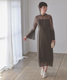 Kana | ベルスリーブ チャイナ風 ロング 結婚式 お呼ばれ パーティー ワンピースドレス(ドレス)