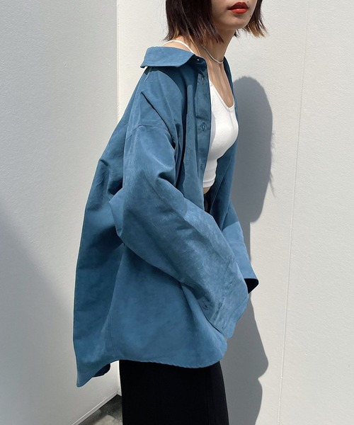 PAGEBOY（ページボーイ）の「ソフトピーチルーズシャツ（シャツ/ブラウス・レディース・ブルー系その他/オフホワイト/ブラック/オレンジ・FREE）」の4枚目の写真