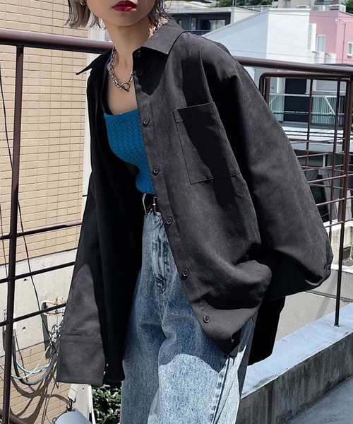 PAGEBOY（ページボーイ）の「ソフトピーチルーズシャツ（シャツ/ブラウス・レディース・ブルー系その他/オフホワイト/ブラック/オレンジ・FREE）」の3枚目の写真