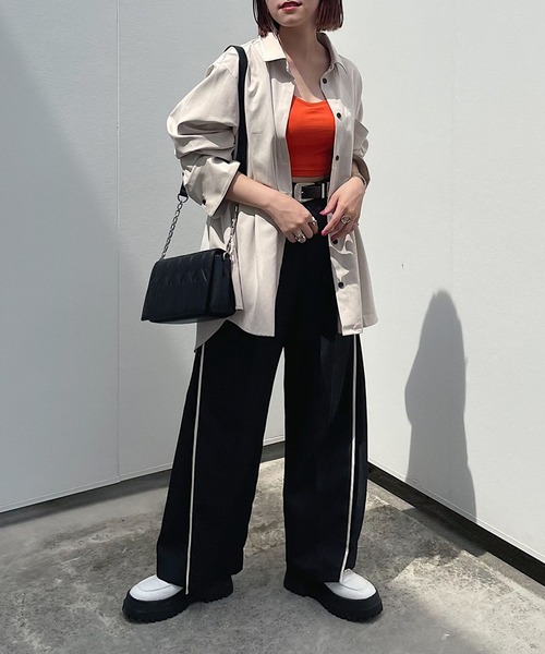 PAGEBOY（ページボーイ）の「ソフトピーチルーズシャツ（シャツ/ブラウス・レディース・ブルー系その他/オフホワイト/ブラック/オレンジ・FREE）」の6枚目の写真