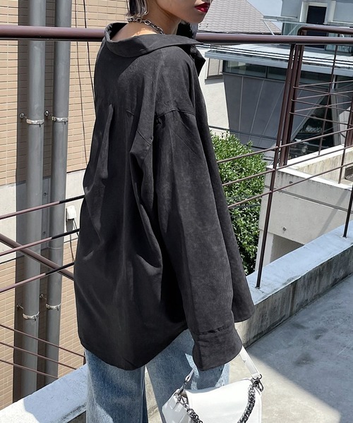 PAGEBOY（ページボーイ）の「ソフトピーチルーズシャツ（シャツ/ブラウス・レディース・ブルー系その他/オフホワイト/ブラック/オレンジ・FREE）」の8枚目の写真