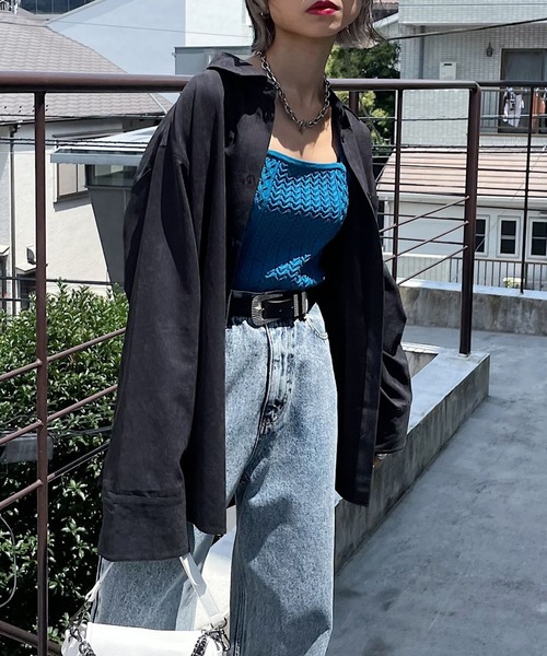 PAGEBOY（ページボーイ）の「ソフトピーチルーズシャツ（シャツ/ブラウス・レディース・ブルー系その他/オフホワイト/ブラック/オレンジ・FREE）」の9枚目の写真