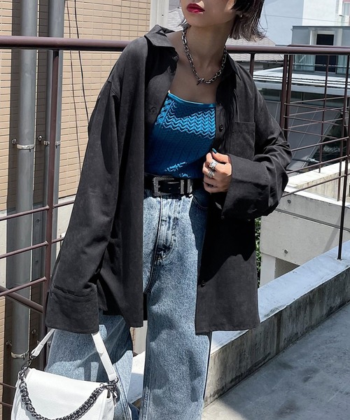 PAGEBOY（ページボーイ）の「ソフトピーチルーズシャツ（シャツ/ブラウス・レディース・ブルー系その他/オフホワイト/ブラック/オレンジ・FREE）」の10枚目の写真