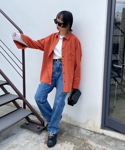 PAGEBOY（ページボーイ）の「ソフトピーチルーズシャツ（シャツ/ブラウス・レディース・ブルー系その他/オフホワイト/ブラック/オレンジ・FREE）」の20枚目の写真