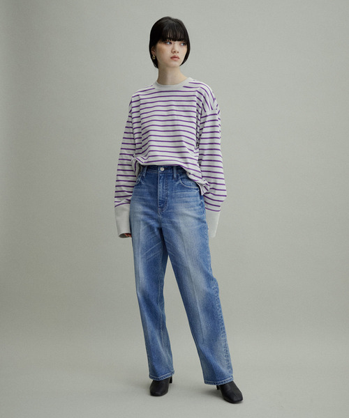 ADAM ET ROPE'(アダムエロペ)の「【WEB限定(一部店舗展開あり)】ボーダーカフスロンTEE(Tシャツ/カットソー・レディース・ブラック系その他/ライトグレー/ホワイト系その他・FREE)」の22枚目の写真