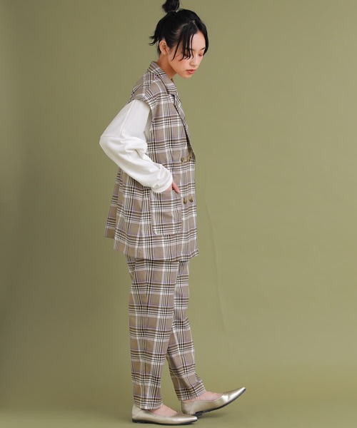 osharewalker（オシャレウォーカー）の「【廃盤】『チェック柄ジレベスト』（ベスト・レディース・ベージュ/ブラック・1/2）」の5枚目の写真