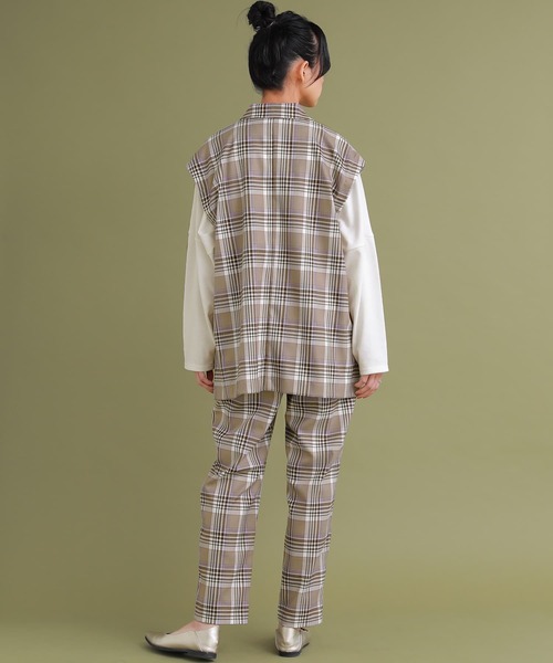 osharewalker（オシャレウォーカー）の「【廃盤】『チェック柄ジレベスト』（ベスト・レディース・ベージュ/ブラック・1/2）」の6枚目の写真