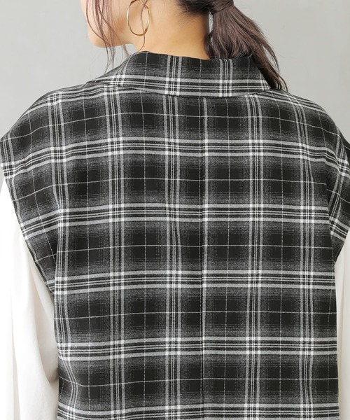 osharewalker（オシャレウォーカー）の「【廃盤】『チェック柄ジレベスト』（ベスト・レディース・ベージュ/ブラック・1/2）」の11枚目の写真