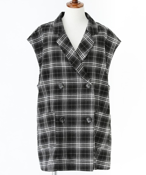 osharewalker（オシャレウォーカー）の「【廃盤】『チェック柄ジレベスト』（ベスト・レディース・ベージュ/ブラック・1/2）」の16枚目の写真