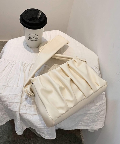 shopnikoniko(ショップニコニコ)の「韓国風 ワンハンドル ギャザーバッグ(ハンドバッグ・レディース・ブラック/ホワイト・フリー)」の10枚目の写真