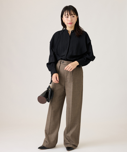 journal standard L'essage(ジャーナルスタンダードレサージュ)の「ダブルヨークシャツ(シャツ/ブラウス・レディース・ブラック/アイボリー・FREE)」の3枚目の写真