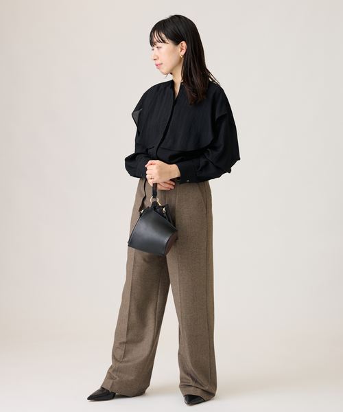 journal standard L'essage(ジャーナルスタンダードレサージュ)の「ダブルヨークシャツ(シャツ/ブラウス・レディース・ブラック/アイボリー・FREE)」の4枚目の写真