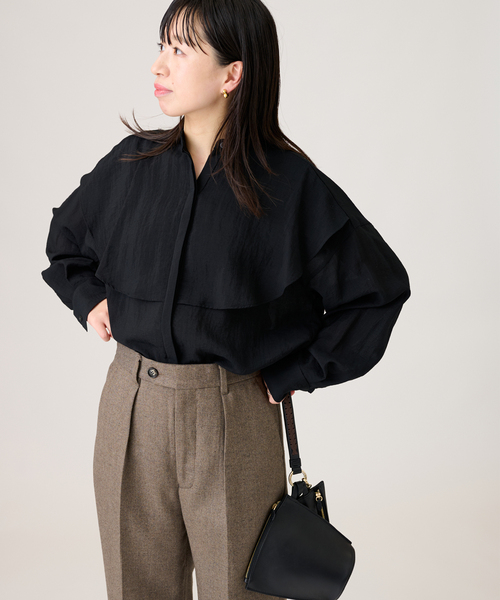 journal standard L'essage(ジャーナルスタンダードレサージュ)の「ダブルヨークシャツ(シャツ/ブラウス・レディース・ブラック/アイボリー・FREE)」の6枚目の写真