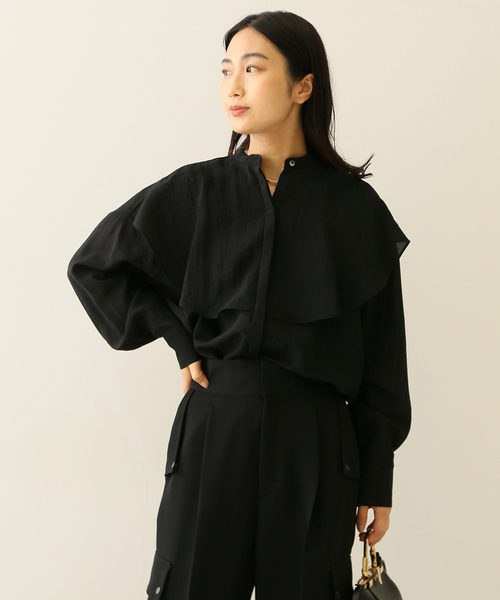 journal standard L'essage(ジャーナルスタンダードレサージュ)の「ダブルヨークシャツ(シャツ/ブラウス・レディース・ブラック/アイボリー・FREE)」の12枚目の写真