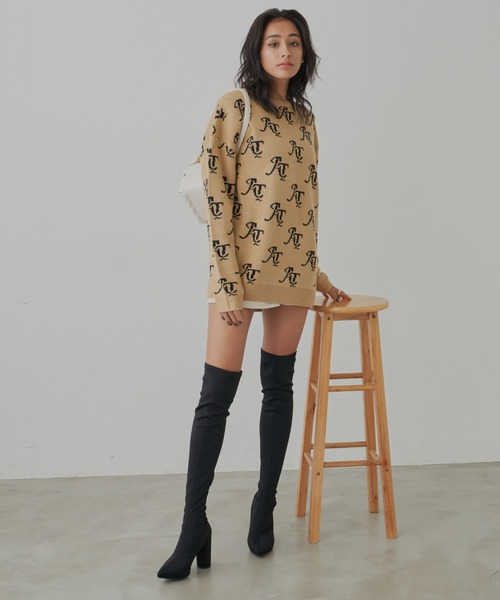 ANELATOKYO(アネラトーキョー)の「モノグラムニット(ニット/セーター・レディース・ホワイト/ブラック/ベージュ/グリーン・FREE)」の19枚目の写真