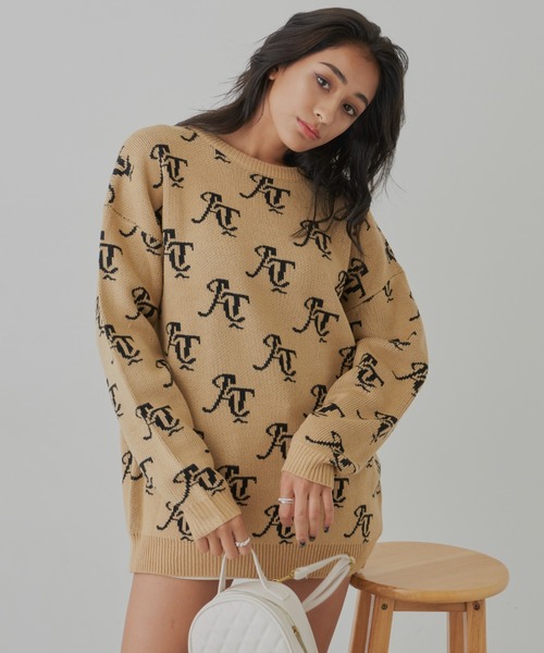 ANELATOKYO(アネラトーキョー)の「モノグラムニット(ニット/セーター・レディース・ホワイト/ブラック/ベージュ/グリーン・FREE)」の21枚目の写真