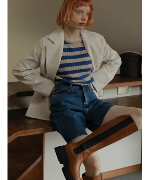 AMAIL(アマイル)の「Over slit hay Jacket(テーラードジャケット・レディース・アイボリー/グリーン・FREE)」の13枚目の写真