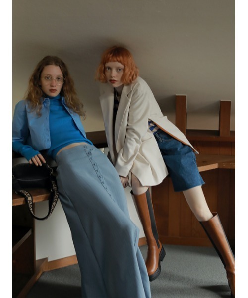 AMAIL(アマイル)の「Over slit hay Jacket(テーラードジャケット・レディース・アイボリー/グリーン・FREE)」の14枚目の写真