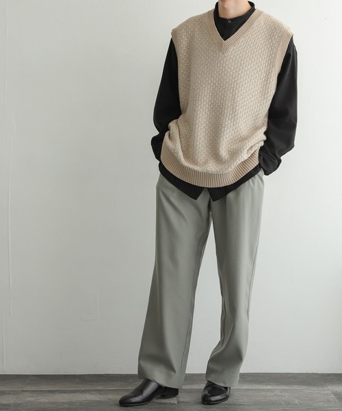 SENSE OF PLACE by URBAN RESEARCH（センスオブプレイスバイアーバンリサーチ）の「リンクスガラVネックベスト（ニット/セーター・メンズ・ベージュ/ネイビー・MEDIUM/LARGE）」の8枚目の写真
