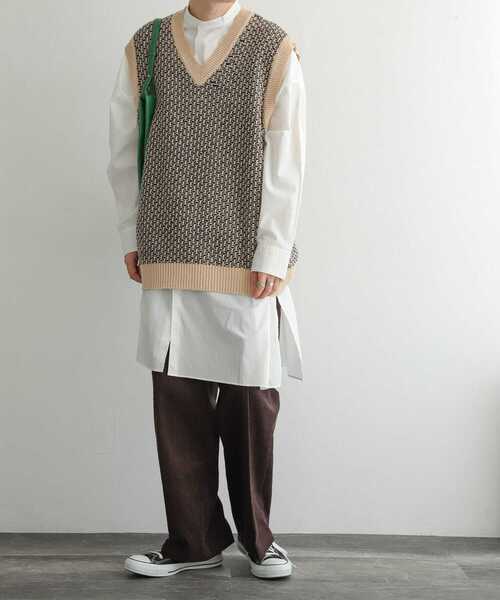 SENSE OF PLACE by URBAN RESEARCH（センスオブプレイスバイアーバンリサーチ）の「リンクスガラVネックベスト（ニット/セーター・メンズ・ベージュ/ネイビー・MEDIUM/LARGE）」の17枚目の写真