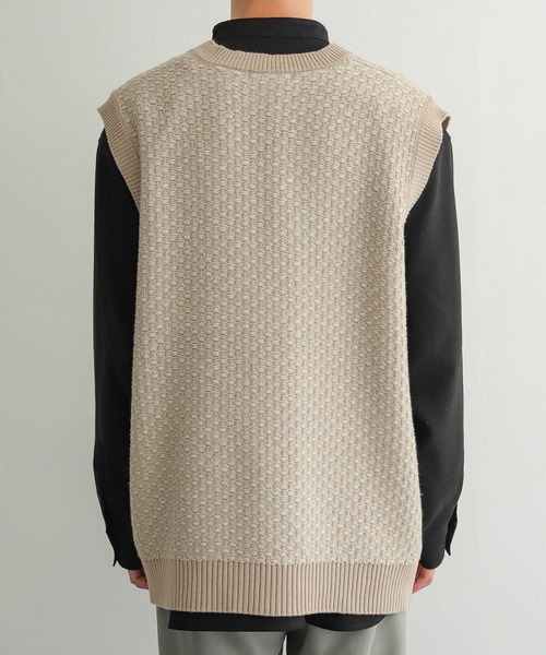 SENSE OF PLACE by URBAN RESEARCH（センスオブプレイスバイアーバンリサーチ）の「リンクスガラVネックベスト（ニット/セーター・メンズ・ベージュ/ネイビー・MEDIUM/LARGE）」の22枚目の写真