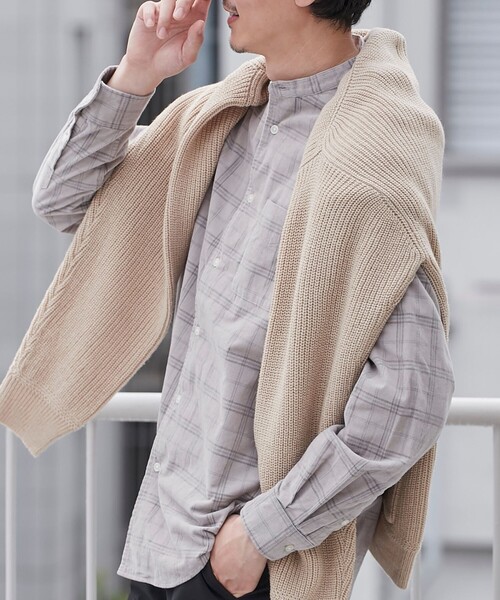 coen（コーエン）の「コーデュロイバンドカラーシャツ（シャツ/ブラウス・メンズ・その他1/ネイビー/グレー/ダークブラウン/ブラウン/ベージュ・M/XL/L/S）」の2枚目の写真