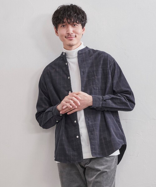 coen（コーエン）の「コーデュロイバンドカラーシャツ（シャツ/ブラウス・メンズ・その他1/ネイビー/グレー/ダークブラウン/ブラウン/ベージュ・M/XL/L/S）」の7枚目の写真