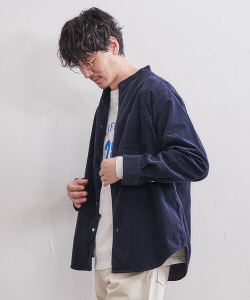 coen（コーエン）の「コーデュロイバンドカラーシャツ（シャツ/ブラウス・メンズ・その他1/ネイビー/グレー/ダークブラウン/ブラウン/ベージュ・M/XL/L/S）」の11枚目の写真