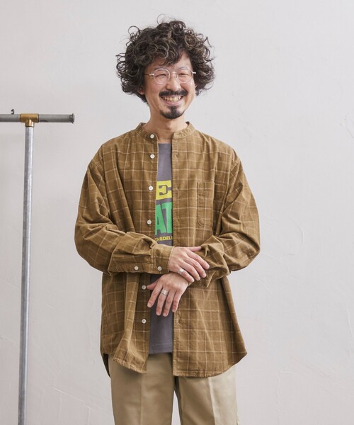 coen（コーエン）の「コーデュロイバンドカラーシャツ（シャツ/ブラウス・メンズ・その他1/ネイビー/グレー/ダークブラウン/ブラウン/ベージュ・M/XL/L/S）」の12枚目の写真
