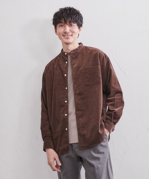 coen（コーエン）の「コーデュロイバンドカラーシャツ（シャツ/ブラウス・メンズ・その他1/ネイビー/グレー/ダークブラウン/ブラウン/ベージュ・M/XL/L/S）」の13枚目の写真