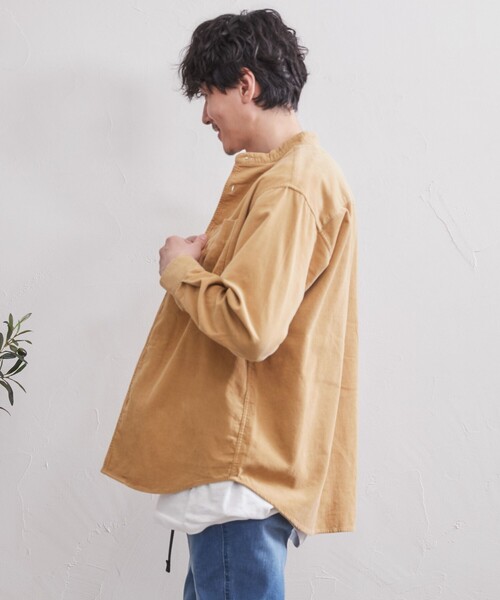 coen（コーエン）の「コーデュロイバンドカラーシャツ（シャツ/ブラウス・メンズ・その他1/ネイビー/グレー/ダークブラウン/ブラウン/ベージュ・M/XL/L/S）」の15枚目の写真