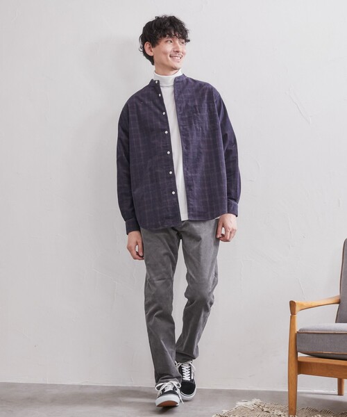 coen（コーエン）の「コーデュロイバンドカラーシャツ（シャツ/ブラウス・メンズ・その他1/ネイビー/グレー/ダークブラウン/ブラウン/ベージュ・M/XL/L/S）」の20枚目の写真