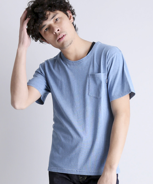 Denime(ドゥニーム)の「INDIGO CREW NECK TEE(Tシャツ/カットソー・メンズ・ブルー/ネイビー・LARGE/X-LARGE/MEDIUM)」の1枚目の写真