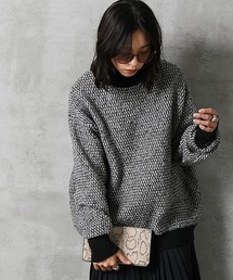 ＜大きいサイズ＞ ミックス編ハイネックニットプルオーバー GEVS.