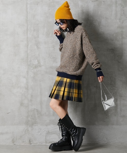 GEVS.(ジェイヴィス)の「<大きいサイズ> ミックス編ハイネックニットプルオーバー GEVS.(ニット/セーター・レディース・ブラック系/ネイビー系/アイボリー系・L~LL/3L~4L/5L~6L)」の1枚目の写真