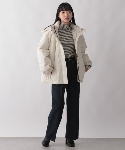 LOWRYS FARM（ローリーズファーム）の「エアサーマルフードブルゾン　298034（ライダースジャケット・レディース・アイボリー/ブラック・FREE）」の11枚目の写真