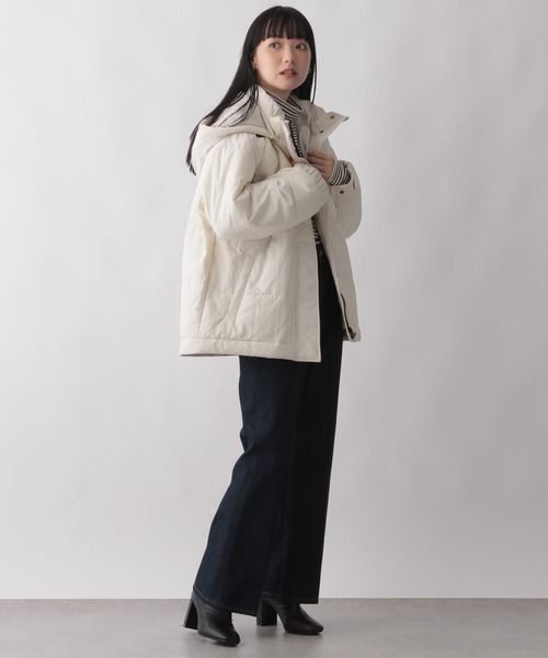 LOWRYS FARM（ローリーズファーム）の「エアサーマルフードブルゾン　298034（ライダースジャケット・レディース・アイボリー/ブラック・FREE）」の18枚目の写真