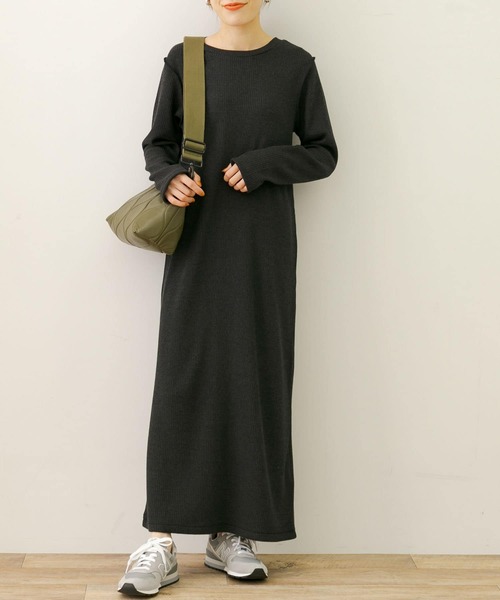 URBAN RESEARCH Sonny Label(アーバンリサーチサニーレーベル)の「ウォームカットリブワンピース(ワンピース・レディース・チャコールグレー/モカ・FREE)」の2枚目の写真