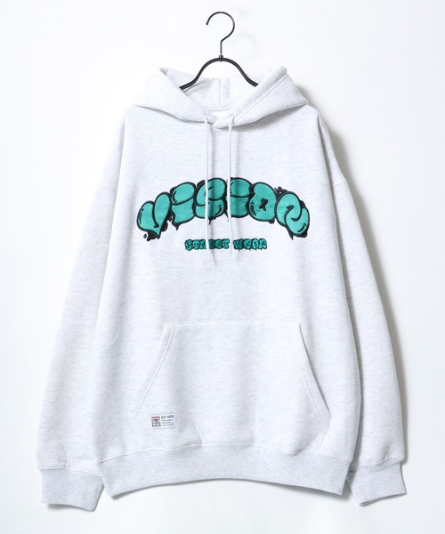 VISION STREET WEAR（ヴィジョンストリートウェア）の「VISION STREET WEAR/ヴィジョンストリートウエア ビッグシルエット 裏起毛 タギングロゴ ワッペン刺繍 スウェット パーカー（パーカー・メンズ・ネイビー/ライトグレー/ブラック/ブルー・M/L/LL）」の7枚目の写真
