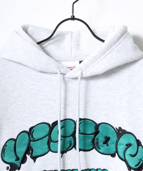 VISION STREET WEAR（ヴィジョンストリートウェア）の「VISION STREET WEAR/ヴィジョンストリートウエア ビッグシルエット 裏起毛 タギングロゴ ワッペン刺繍 スウェット パーカー（パーカー・メンズ・ネイビー/ライトグレー/ブラック/ブルー・M/L/LL）」の11枚目の写真
