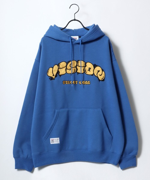 VISION STREET WEAR（ヴィジョンストリートウェア）の「VISION STREET WEAR/ヴィジョンストリートウエア ビッグシルエット 裏起毛 タギングロゴ ワッペン刺繍 スウェット パーカー（パーカー・メンズ・ネイビー/ライトグレー/ブラック/ブルー・M/L/LL）」の9枚目の写真