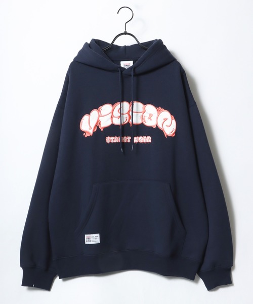 VISION STREET WEAR（ヴィジョンストリートウェア）の「VISION STREET WEAR/ヴィジョンストリートウエア ビッグシルエット 裏起毛 タギングロゴ ワッペン刺繍 スウェット パーカー（パーカー・メンズ・ネイビー/ライトグレー/ブラック/ブルー・M/L/LL）」の8枚目の写真