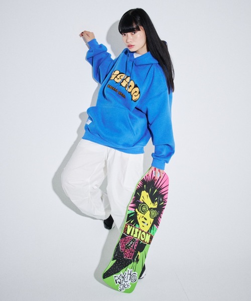 VISION STREET WEAR（ヴィジョンストリートウェア）の「VISION STREET WEAR/ヴィジョンストリートウエア ビッグシルエット 裏起毛 タギングロゴ ワッペン刺繍 スウェット パーカー（パーカー・メンズ・ネイビー/ライトグレー/ブラック/ブルー・M/L/LL）」の16枚目の写真