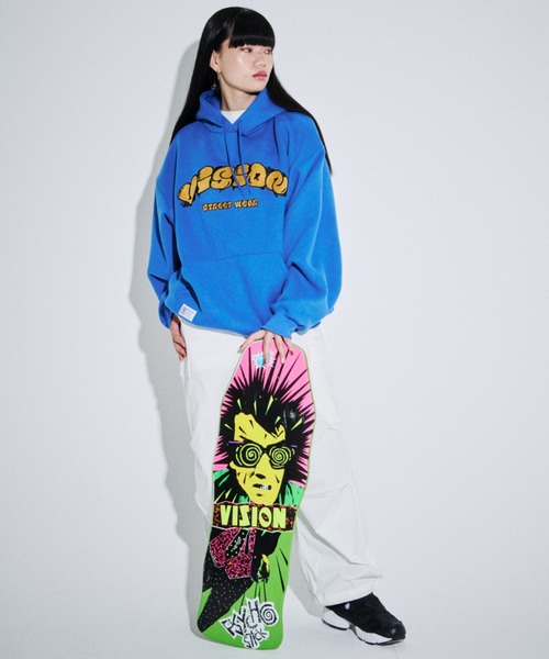 VISION STREET WEAR（ヴィジョンストリートウェア）の「VISION STREET WEAR/ヴィジョンストリートウエア ビッグシルエット 裏起毛 タギングロゴ ワッペン刺繍 スウェット パーカー（パーカー・メンズ・ネイビー/ライトグレー/ブラック/ブルー・M/L/LL）」の17枚目の写真