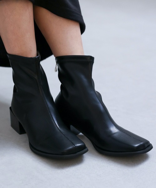 ap retro（アプレトロ）の「スクエアトゥブーツ（ブーツ・レディース・ブラウン/ブラック・MEDIUM/LARGE）」の3枚目の写真