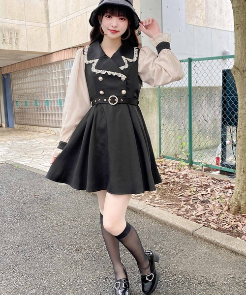 ROJITA(ロジータ)の「キラキラパール配色テーラードワンピース(ワンピース・レディース・ブラック/ベージュ/ボルドー・FREE)」の9枚目の写真