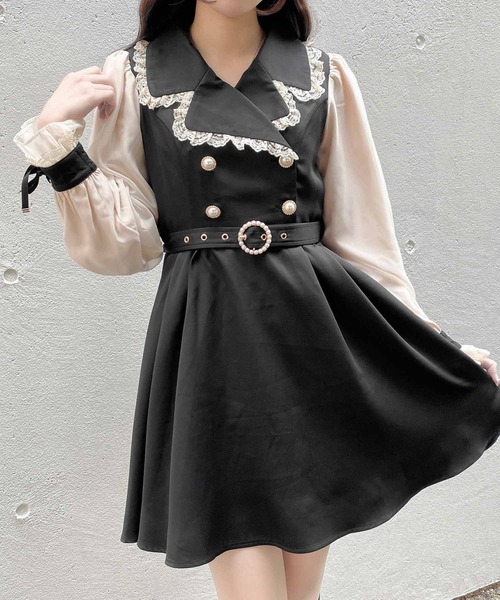 ROJITA(ロジータ)の「キラキラパール配色テーラードワンピース(ワンピース・レディース・ブラック/ベージュ/ボルドー・FREE)」の20枚目の写真